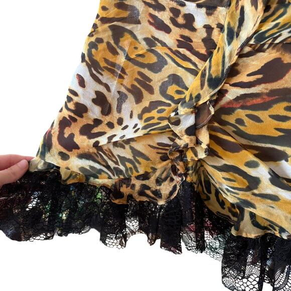 Vintage I.C.E. Cheetah Print Silk Lace Blouse Tank Women’s Small - Picture 7 of 8